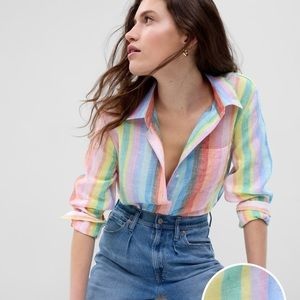 GAP Linen Boyfriend Shirt NWT, Size XS